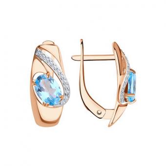 Sokolov Серьги из золота 585 пробы с топазами и фианитами