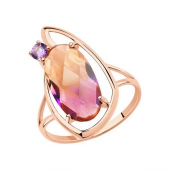 Sokolov Damenring aus 585 Rotgold mit Amethyst und Sitall