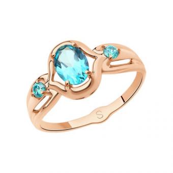 Sokolov Кольцо из красного золота 585 пробы с топазами Swarovski и фианитами