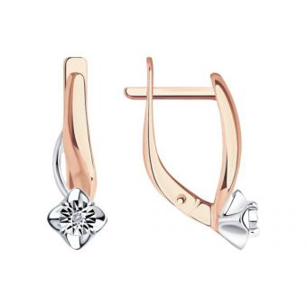 Sokolov Серьги из серебра 925 пробы с родиевым покрытием, позолотой и бриллиантами