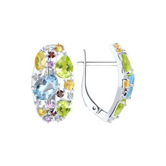 Sokolov Ohrringe aus 925 Silber mit Chrysolith, Citrin, Granat, Topas, Amethyst und Zirkonia