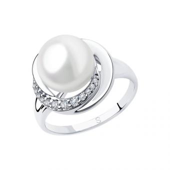 Sokolov Кольцо из серебра 925 пробы с жемчугом и фианитами