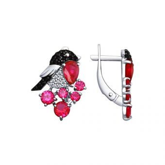 Sokolov Серьги из серебра 925 пробы с рубинами и фианитами