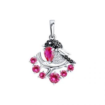 Sokolov Подвеска из серебра 925 пробы с красными рубинами и фианитами