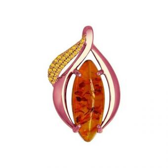 Sokolov Anhänger vergoldet aus 925 Silber mit Bernstein und Zirkonia