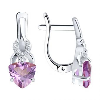 Sokolov Серьги из серебра 925 пробы с аметистами и фианитами