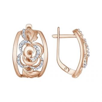 Sokolov Серьги из позолоченного серебра 925 пробы с фианитами