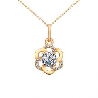Sokolov set pendant and chain 925 silver gold plated with zirconia