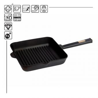 B-Ware BriZoll Grillpfanne quadratisch 28x28 cm aus hochwertigem Gusseisen