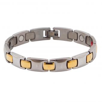 Vivalette Bioenergetisches Magnetarmband aus Edelstahl mit 18K Goldakzenten