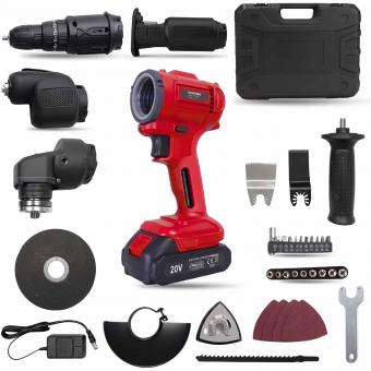 Hausmeister „Multitool“ 10-in-1 Akku-Werkzeugsystem 20 V mit Zubehörkoffer