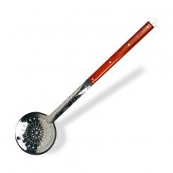 Stainless steel skimmer spoon with wooden handle 65 cm