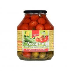 Емеля маринованные помидоры черри и огурцы "Ассорти" , 1,6 л