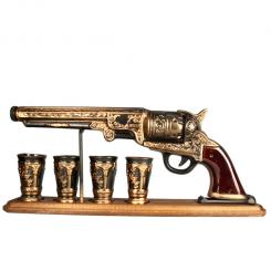 Stauf-Set "Colt", 5 Teile - Stauf und 4 Becher aus feiner Keramik, Gesamthöhe - 20 cm, Länge - 45 cm