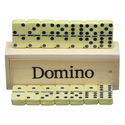 Домино настольная игра в деревянном боксе - 28 костяшек 4 x 2 см