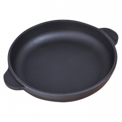 BriZoll cast iron serving pan with wood tray, 16 x 2.5 cm
