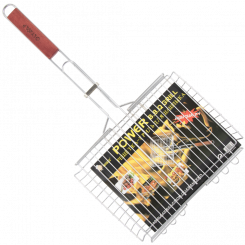 Решетка-Гриль из нержавеющей стали с деревянной ручкой, 0,8 кг, 24 x 33 x 5 см