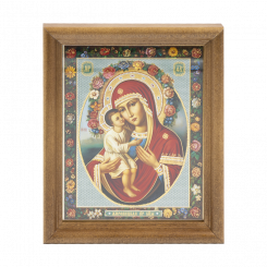 Icon "Shirovitskaya BM" wooden frame, double embossing, 11 x 13 cm