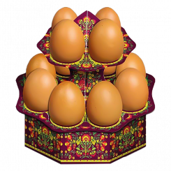 Декоративная подставка для 12 яиц - Хохлома из картона
