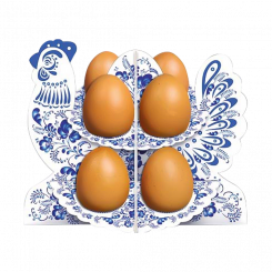 Декоративная подставка для 8 яиц - Петушок-Гжель из картона