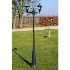 Садовый фонарь 2-факельный 215 см темно-зеленый/черный алюминий