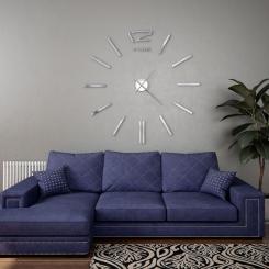 Настенные часы 3D современный дизайн 100 см XXL серебро
