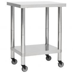 Work table Castors Stainless steel table Gastro kitchen table