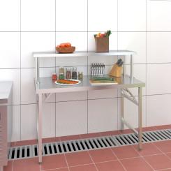 Küchentisch Arbeitstisch mit Aufsatzboard Edelstahl 120x60x115/145cm