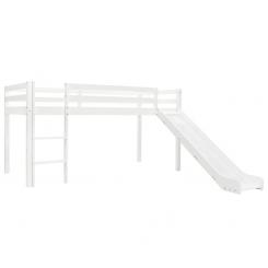 Сосновая кровать-чердак Горка Лестница 97x208 см Игровая кровать Кроватка Белый/Природа
