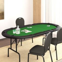 Покерный стол складной 10 игроков 206x106x75cm Зеленый/синий