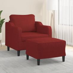 Кресло с табуретом винно-красное 60 см ткань