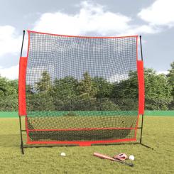 Baseball-Netz Tragbar Schwarz und Rot 215x107x216 cm Polyester