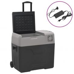 Kühlbox mit Rollen und Adapter Schwarz & Grau 40 L Polypropylen