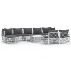 10-piece garden lounge set with cushions white steel