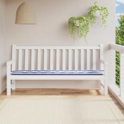 Подушка для садовой скамейки в синюю и белую полоску 200x50x3 ткань