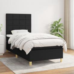 Кровать на пружинах с матрасом черная 90х190 см ткань