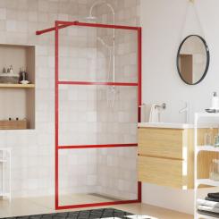 Duschwand für Begehbare Dusche mit ESG Klarglas Rot 100x195 cm