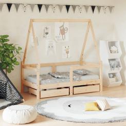 Kinderbett mit Schubladen 70x140 cm Massivholz Kiefer