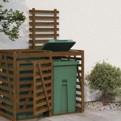 Erweiterung für Mülltonnenbox Honigbraun Massivholz Kiefer