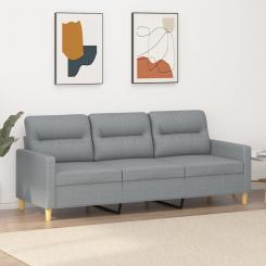 3-seater sofa light gray 180 cm fabric