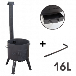 Учаг для казана 16 литров, со стальной кочергой и разборной дымоходной трубой, сталь 2 мм