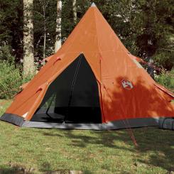 Tipi-Campingzelt 4 Personen Grau und Orange Wasserdicht