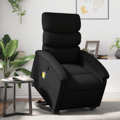 Massage chair with stand-up aid black imitation leather