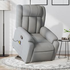 Массажное кресло с подставкой из светло-серой ткани