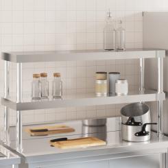 Aufsatzboard für Küchentisch 2 Ablagen 110x30x65 cm Edelstahl