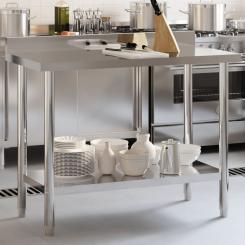 Küchen-Arbeitstisch mit Aufkantung 110x55x93 cm Edelstahl