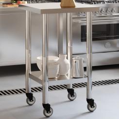 Küchen-Arbeitstisch mit Rollen 55x55x85 cm Edelstahl