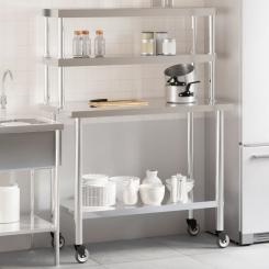 Küchen-Arbeitstisch mit Aufsatzboard 110x55x150 cm Edelstahl