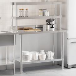 Küchen-Arbeitstisch mit Aufsatzboard 110x55x150 cm Edelstahl