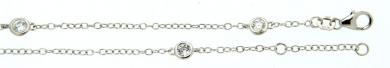 Fusskette Anker rund aus 925 Silber mit Zirkonia, mit Karabinerverschluss